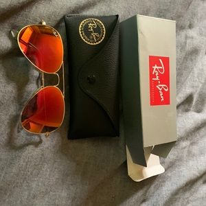Ray-Ban Gold Frame Red/Orange Lense